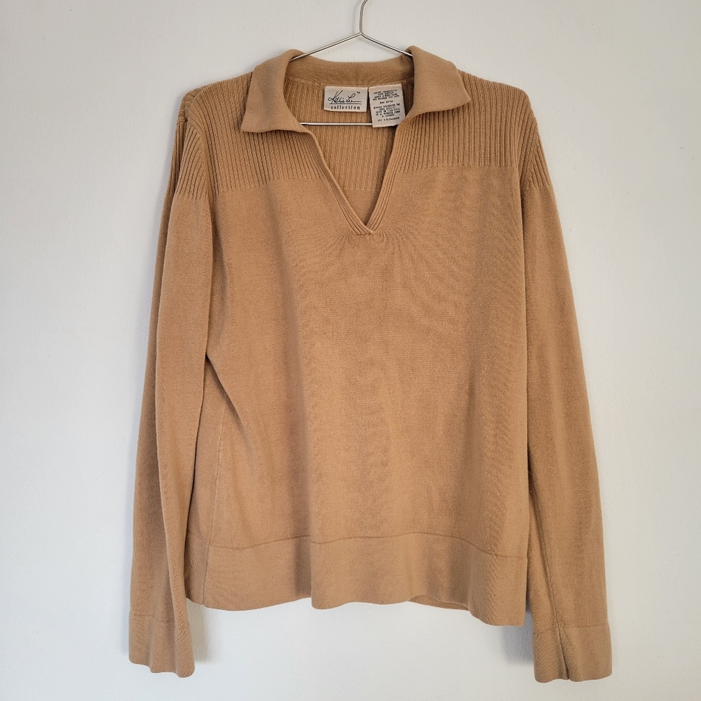 Vintage Kathie Lee Camel Collared Sweater